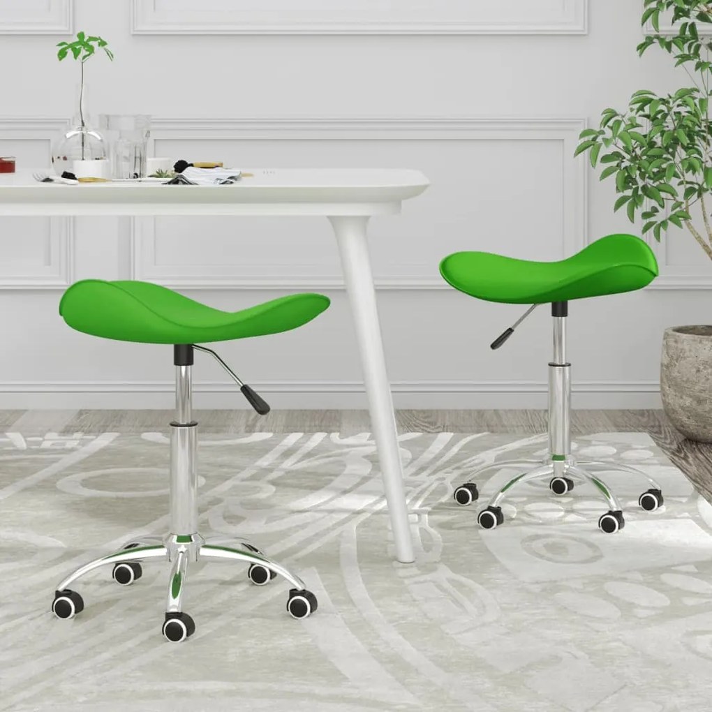 335108 vidaXL Scaune de bucătărie pivotante, 2 buc. verde, piele artificială