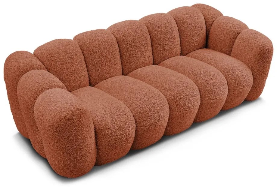 Canapea cărămizie cu tapițerie din țesătură bouclé 232 cm Hippolyte – Bobochic Paris