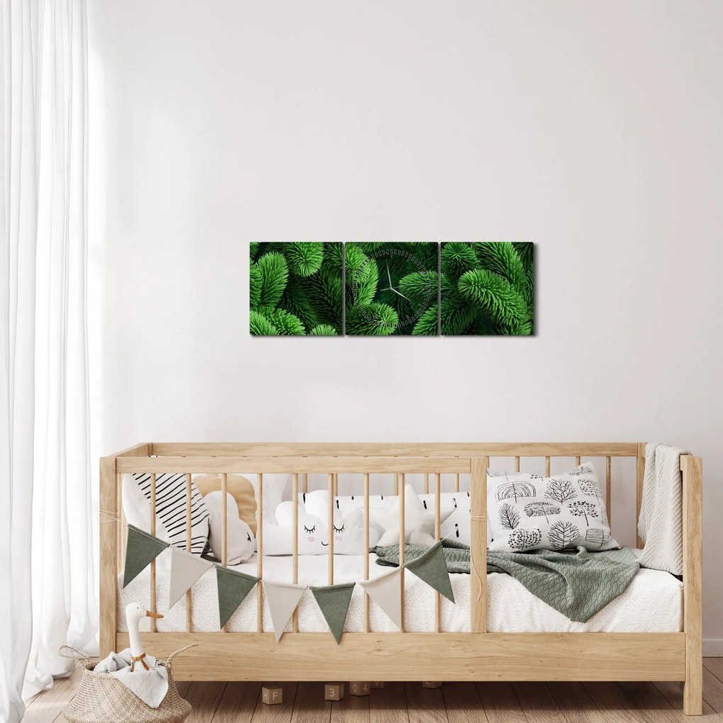 Tablou - Ramuri de conifere (cu ceas) (90x30 cm)