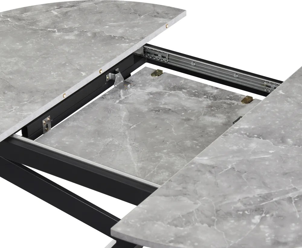 Masă extensibilă de dining, beton/neagră, 100x100-140x75 cm, ABERO TIP 1