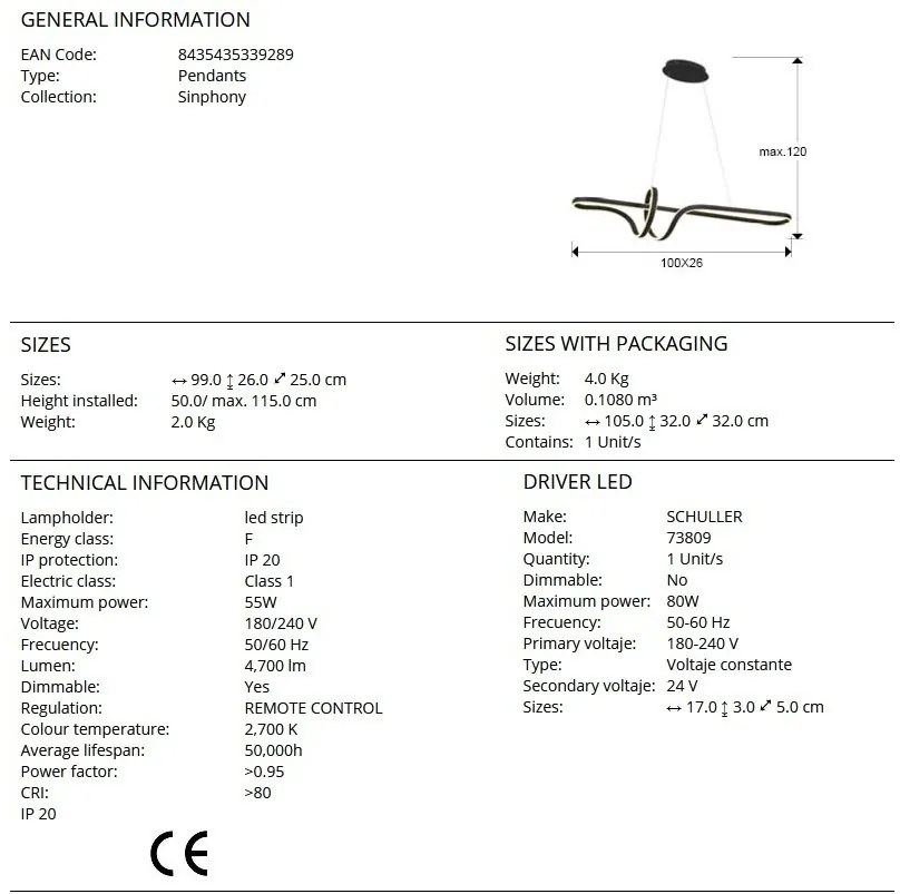 Lustra LED suspendata cu telecomanda Sinphony