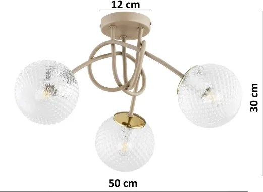 Brilagi - Lustră aplicată STELLA 3xE27/60W/230V bej/auriu