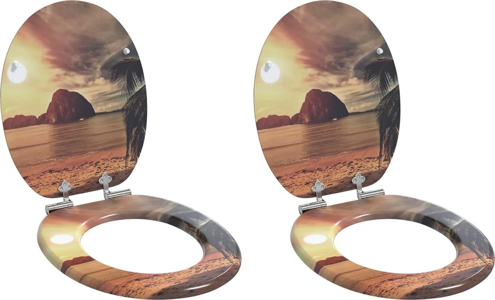 vidaXL Capac de toaletă cu închidere lentă 2 pcs Portocaliu 44 x 38 cm