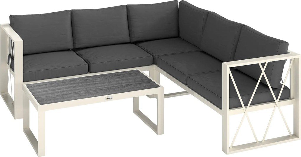 Outsunny Set Mobilier de Grădină din 4 Piese cu 2 Canapele, Fotoliu Reglabil și Măsuță de Cafea, 121x61x62 cm, Gri | Aosom Romania