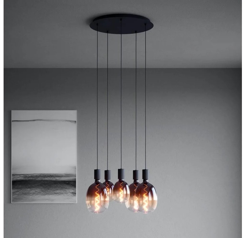 Lustră pe cablu Eglo 390267 HUEBRO 5xE27/40W/230V negru