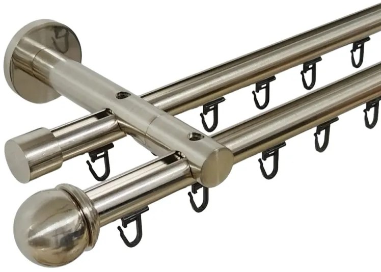 Galerie dubla teava profil todi max,prindere perete 19/19 inox (Alege marime: 200 cm)