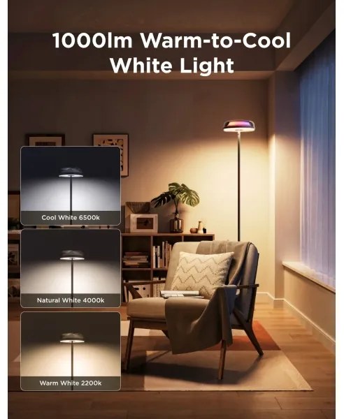 Govee UPLIGHTER MATTER lampă de podea LED dimabilă RGBICWW, 24W/230V, Wi-Fi