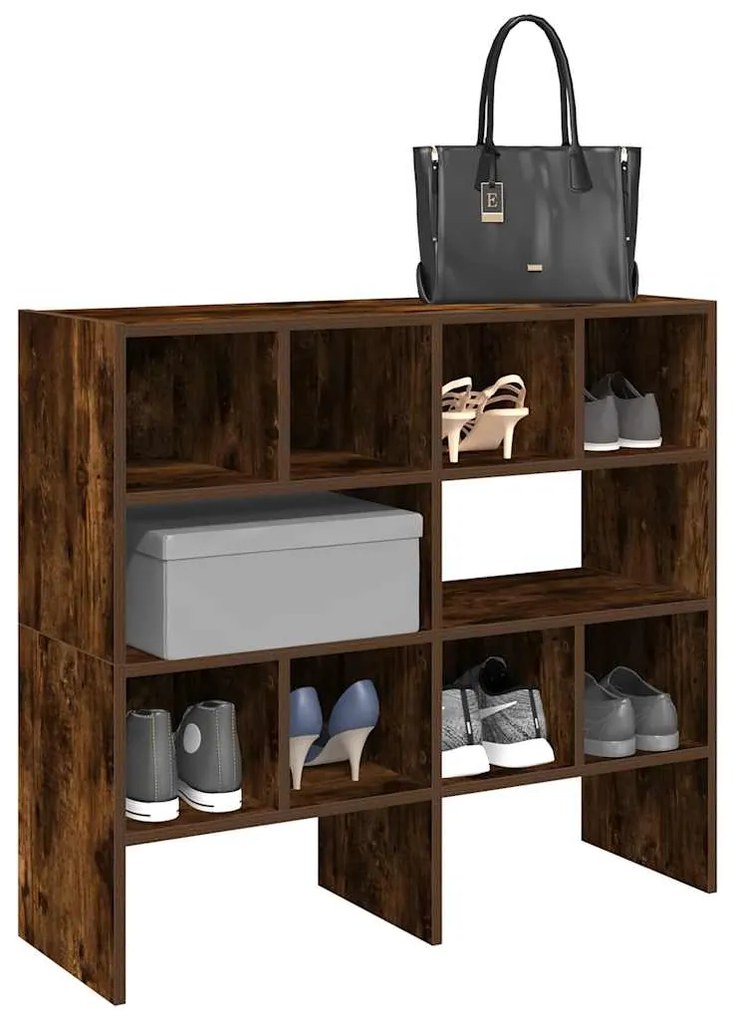 vidaXL Rafturi pantofi 2 buc Stejar afumat stivuibil 89,5x30x40 cm