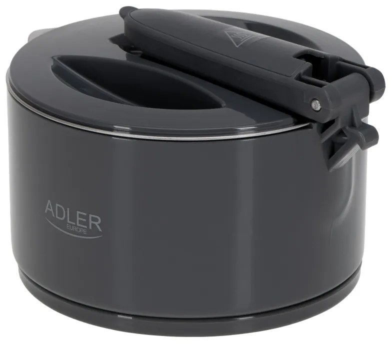 Fierbator pentru calatorii Adler AD 1377, 600W, 0,6 l, Corp pliabil din silicon, Protectie la supraincalzire, Indicator luminos, Gri/Negru