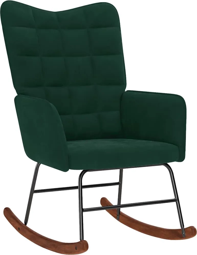 vidaXL Scaun balansoar, verde închis, catifea