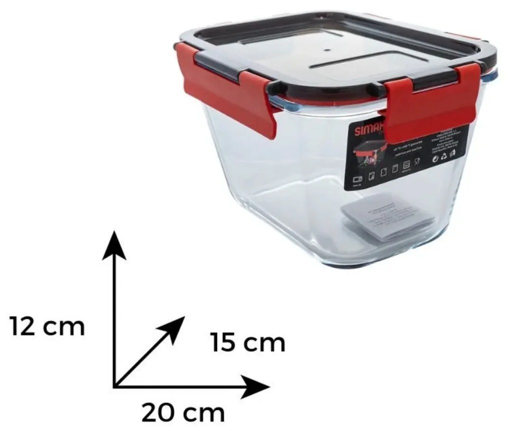 Caserola din sticla termorezistenta yena 1,35L SIMAX CLICK 7636/L, rectangular, cu capac plastic