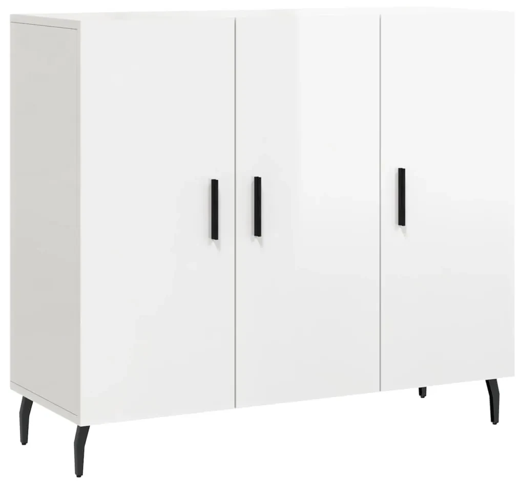 828126 vidaXL Servantă, alb extralucios, 90x34x80 cm, lemn compozit