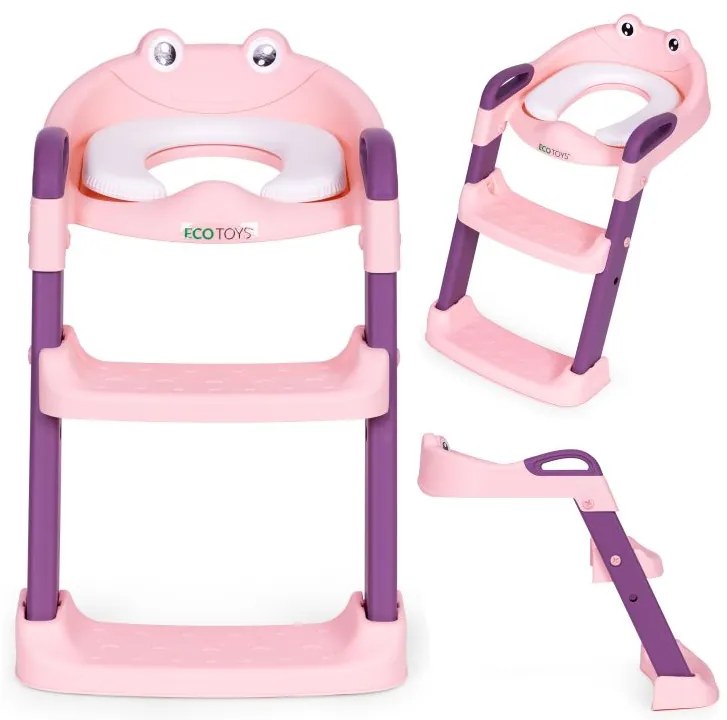 Șezut de toaletă pentru copii cu trepte - roz