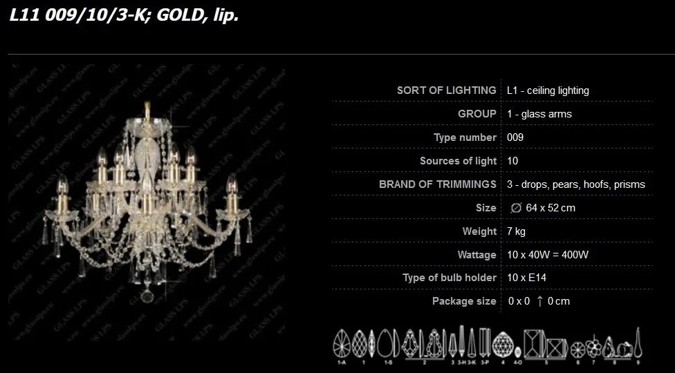 Lustra 8 brate cristal Bohemia L11 009/10/3-K
