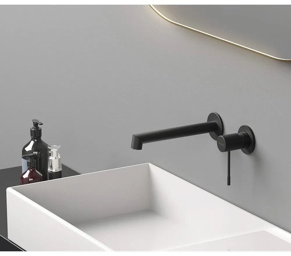 Baterie negru-mat pentru chiuvetă încastrată (1 ieșire) Solaris – Sapho