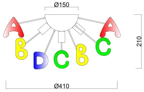 Lustră aplicată Brilagi KINDER 5xE14/40W/230V colorful