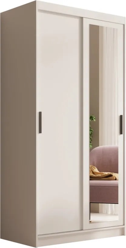 Dulap cu usi glisante si oglinda, 100x60x205 cm, Hailey 100, ADRK Furniture (Culoare: Artisan / Negru)