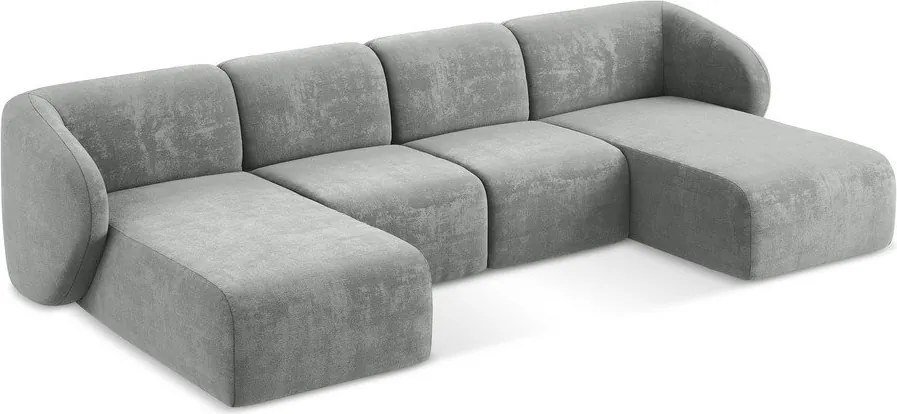 Colțar gri cu tapițerie din chenille (în formă de "U") Lani – Makamii