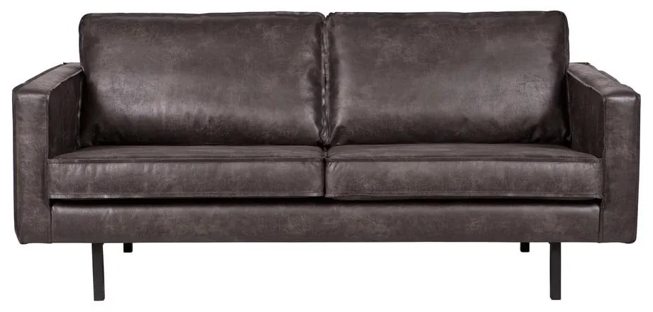 Canapea neagră cu tapițerie din imitație de piele 190 cm Rodeo – WOOOD