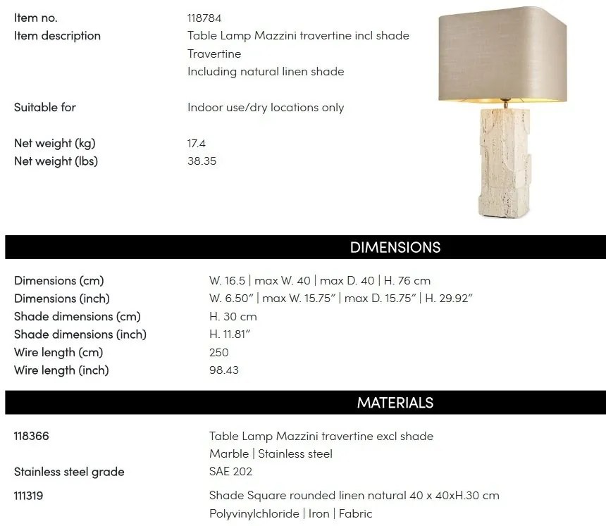 Veioza, Lampa de masa LUX Mazzini