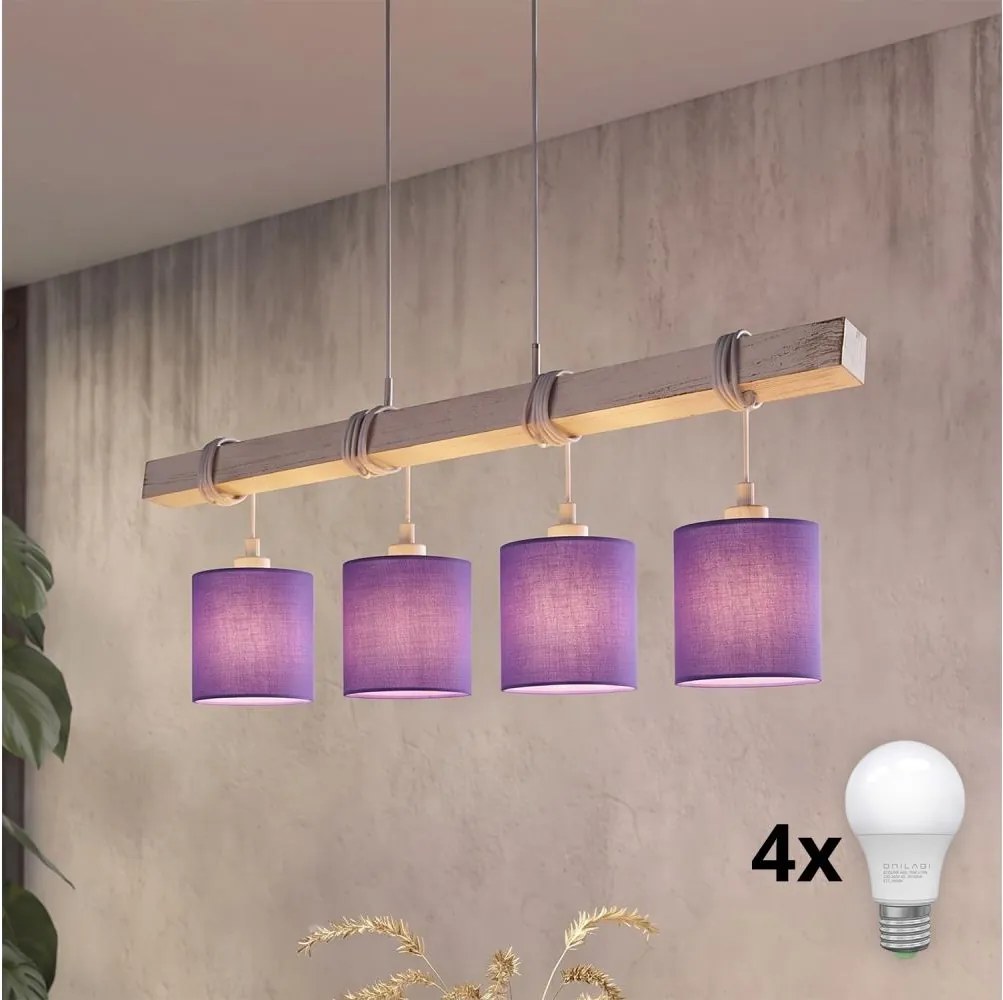 Brilagi - Lustru LED suspendat pe cablu NUBILA 4xE27/60W/230V gri/violet