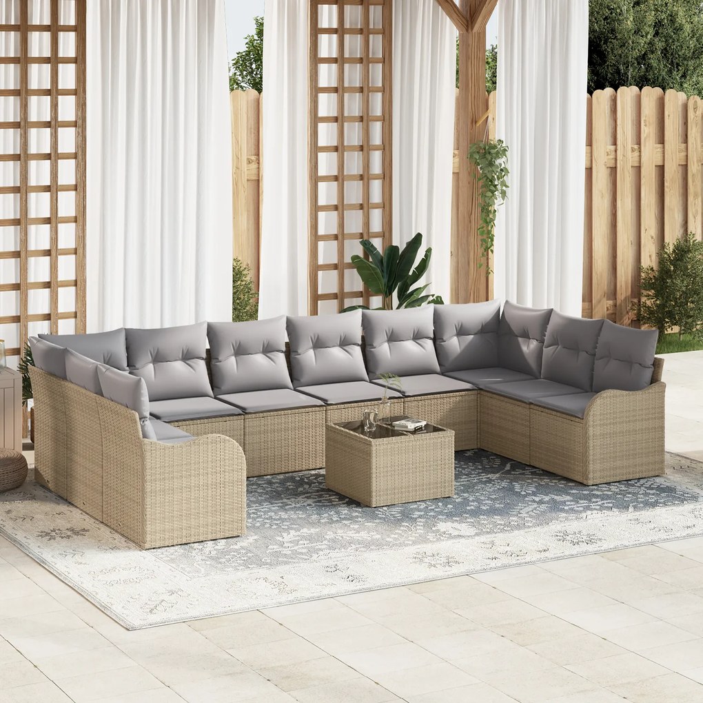 Set de canapé de grădină vidaXL 11 piese cu perne