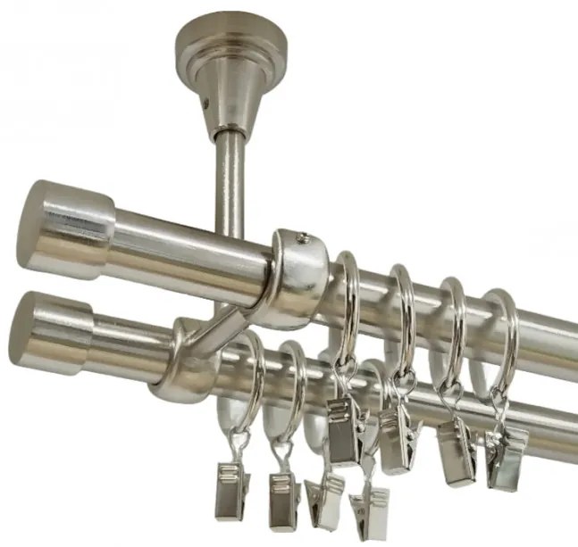Galerie dubla capacel prindere tavan 19 mm inox (Alege marime: 280 cm)