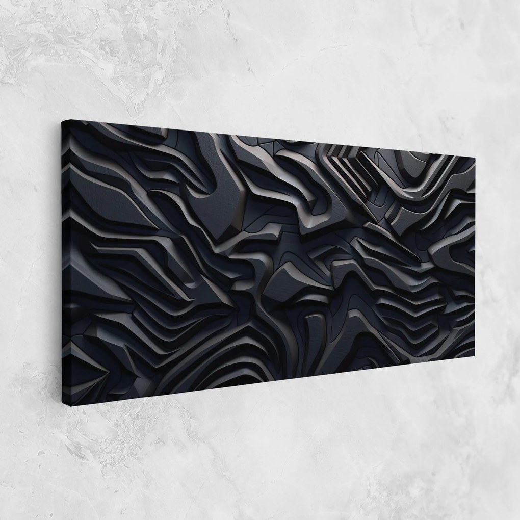Tablou Canvas, 40x80cm, Dormitor si Living, Abstracte, Iluzii optice, Black 3d Lines