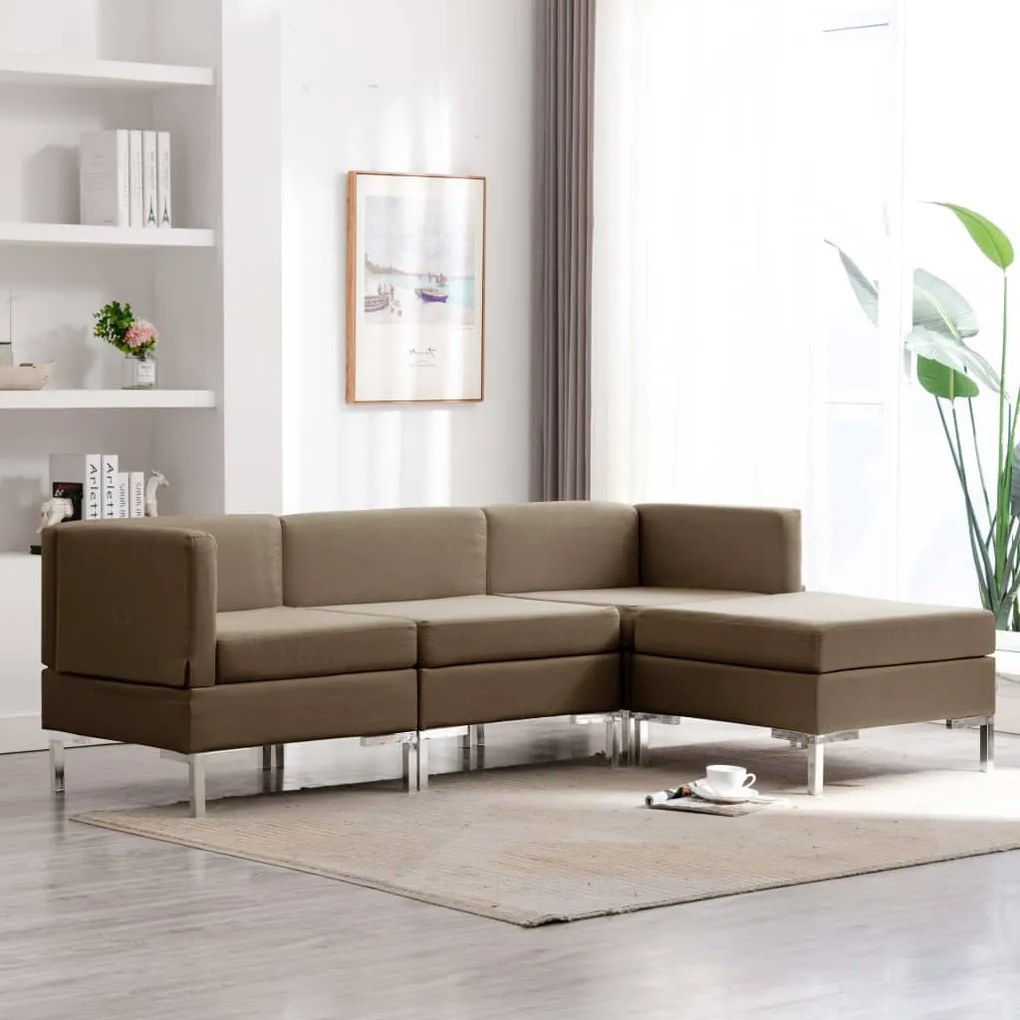 3052742 vidaXL Set canapea, 4 piese, maro, material textil
