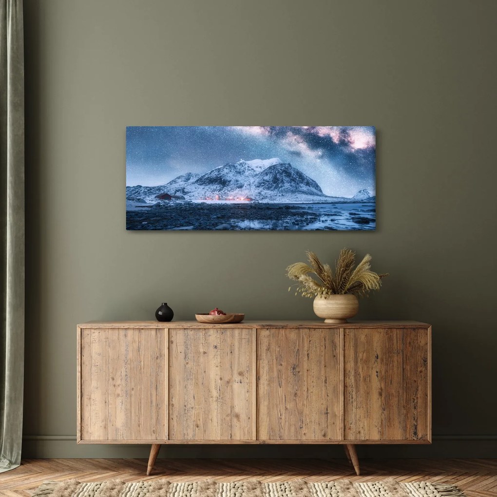 Tablou cu munți și ceul cu stele (120x50 cm)