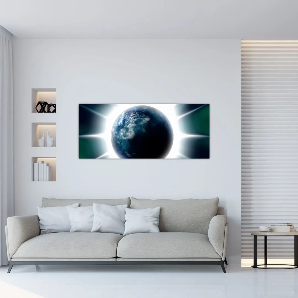 Tablou cu planeta iluminată (120x50 cm)