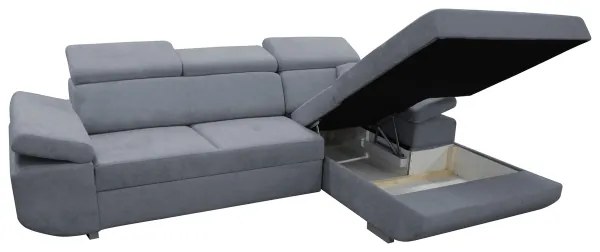 Colțar extensibil CASTELO cu spațiu de depozitare, în L, varianta dreaptă, gri închis