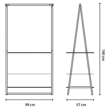 Suport multifuncțional pentru haine Brabantia Linn 1008930, 2 rafturi, Otel, Negru