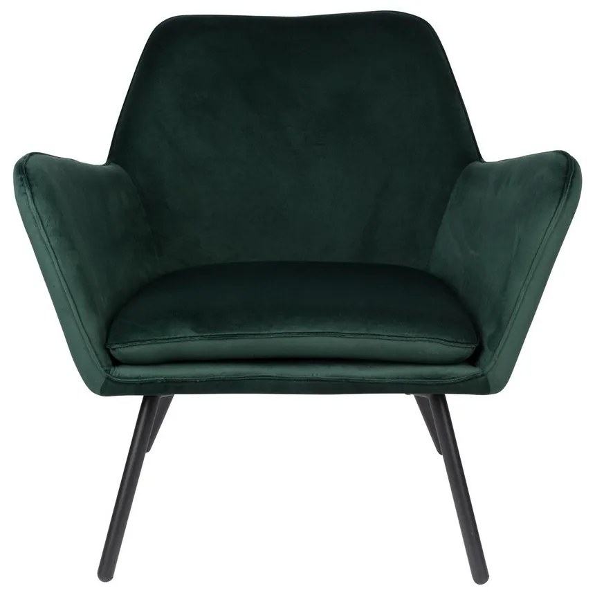 Fotoliu cu tapițerie din catifea White Label Bon, verde închis