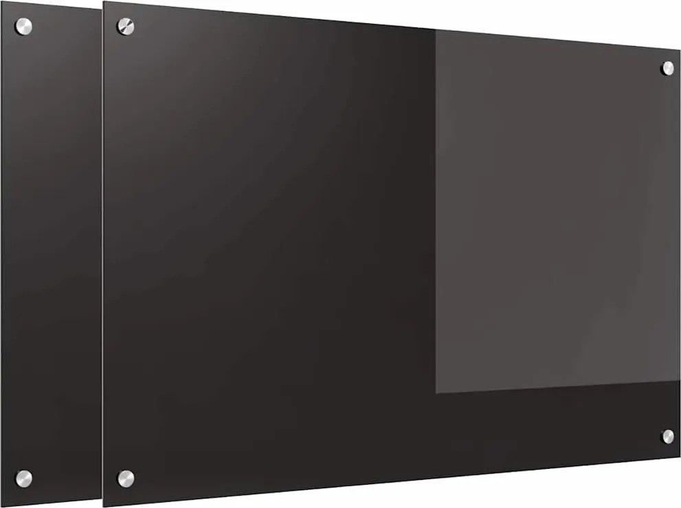 vidaXL Panou de bucătărie 2 pcs Negru 90 x 60 cm sticlă securizată
