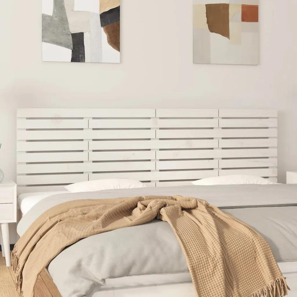 824749 vidaXL Tăblie de pat pentru perete, alb, 166x3x63 cm, lemn masiv pin