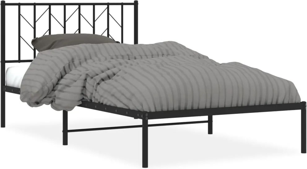vidaXL Cadru de pat din metal cu tăblie, negru, 107x203 cm