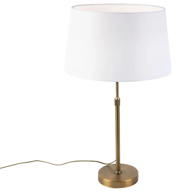 Lampă de masă din bronz cu abajur din in alb 35cm - Parte