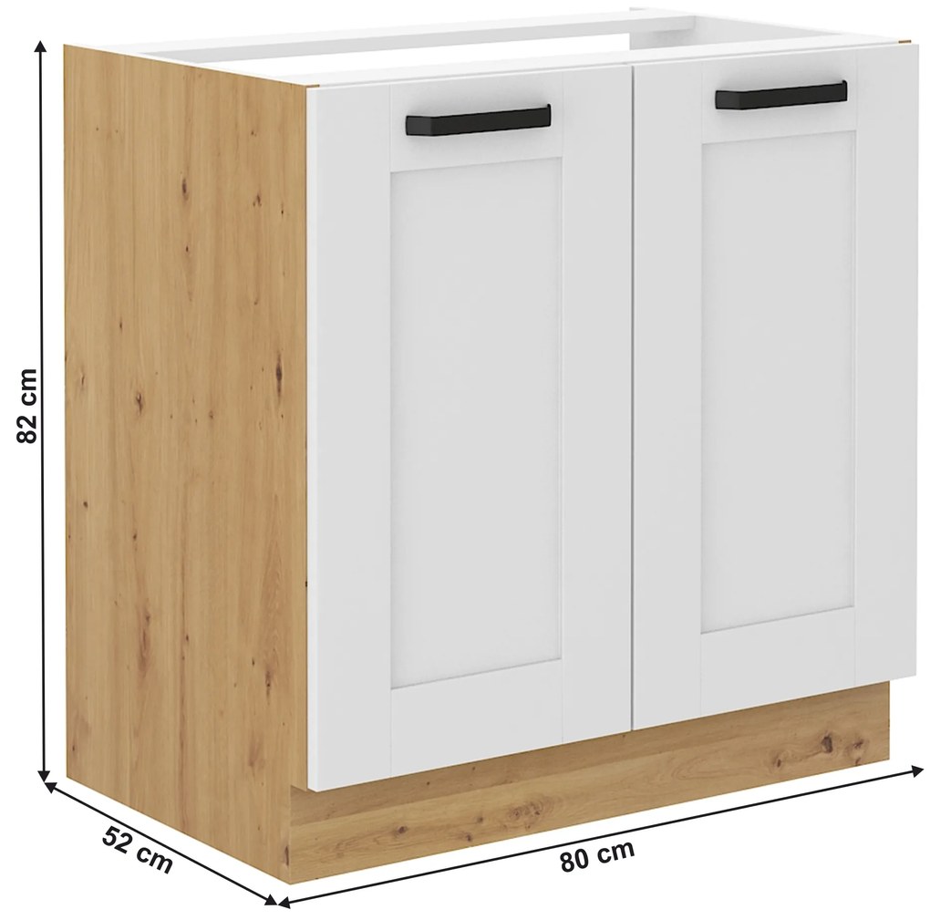 Dulap pentru chiuvetă Lesana 2 (alb + stejar artisan) 80 ZL 2F BB . 1063943