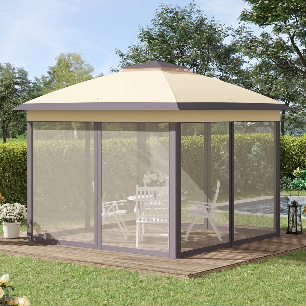 Outsunny foisor de gradina, pliabil, 330x330x288cm, bej | Aosom Ro