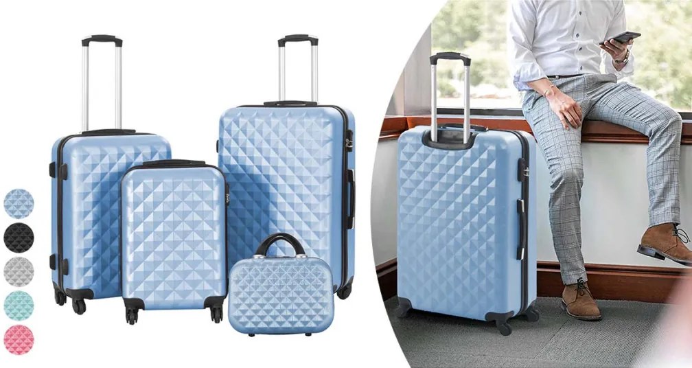 Set valiza de calatorie cu geanta cosmetica-verde menta