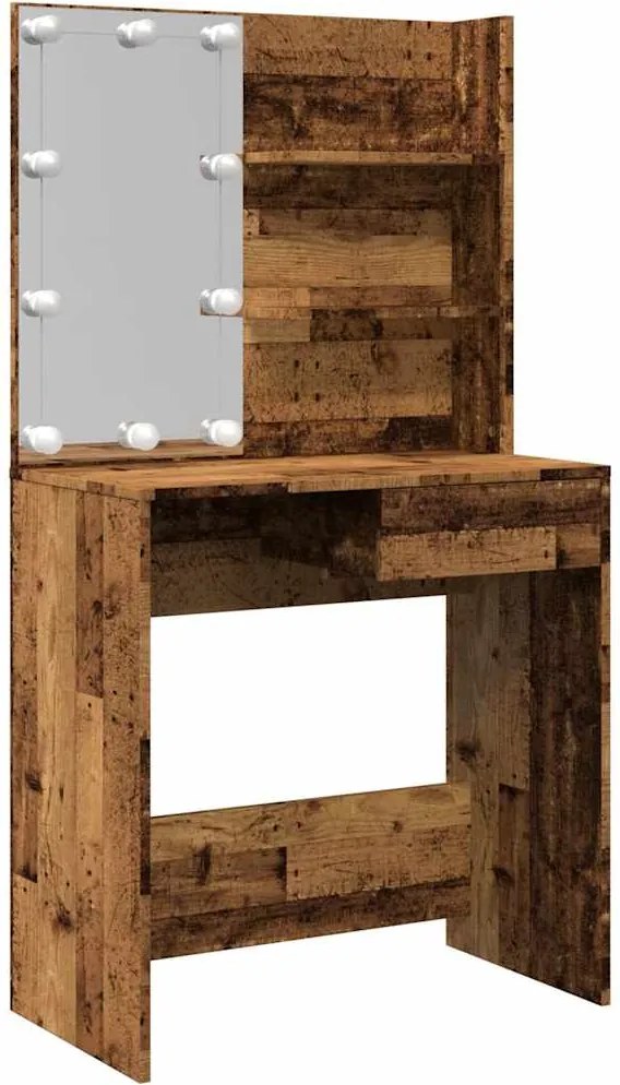 vidaXL Masa de toaleta cu LED lemn vechi 74,5x40x141 cm