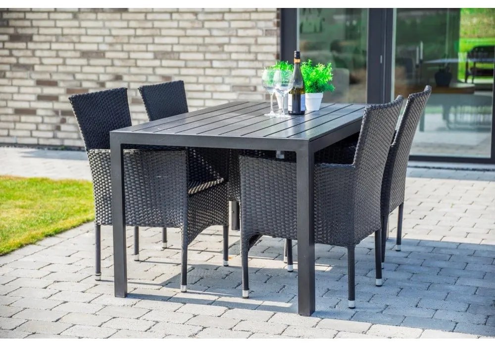 Masă de grădină cu blat artwood Bonami Selection Viking, 90 x 150 cm, negru