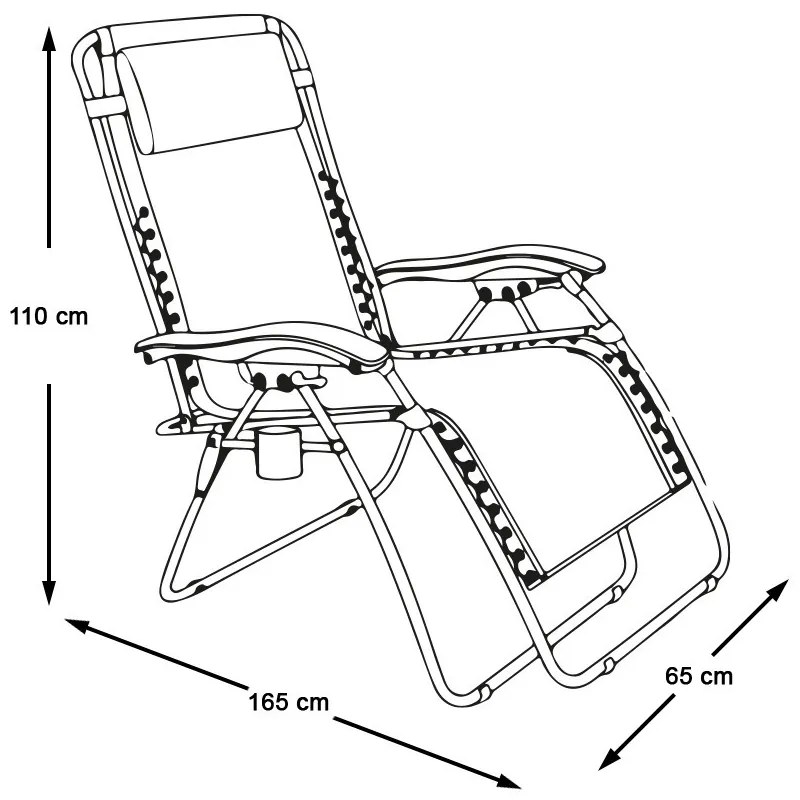 Scaun de gradina gravitatie zero cu suport pentru pahar, 2 buc-maro