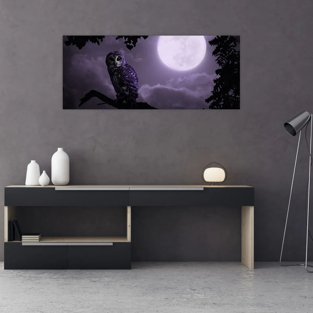 Tablou - Bufniță de noapte, violet (120x50 cm)