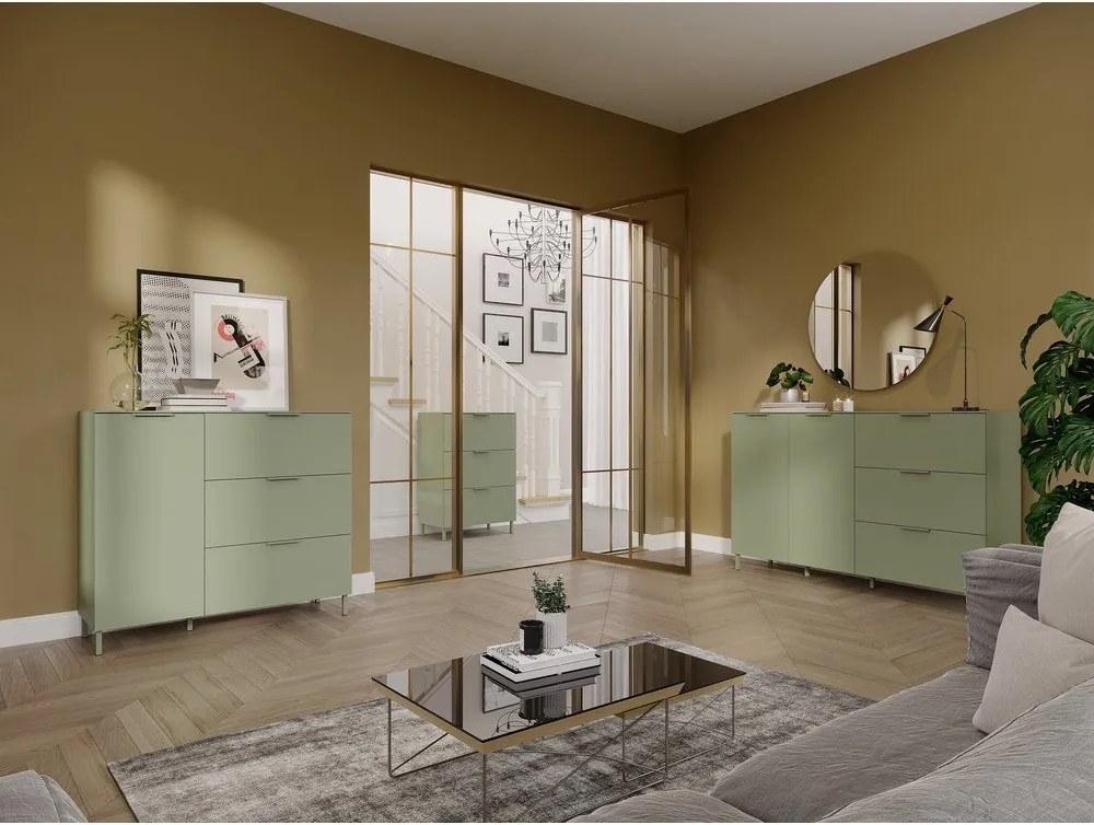 Comodă verde cu aspect mat 151x98x40 cm Savoca – Germania