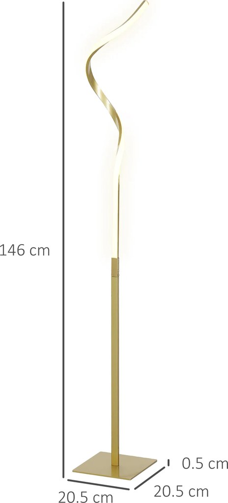 HOMCOM Lampă de Podea cu Lumini LED Reglabile și Întrerupător cu Pedală, 20,5x20,5x146 cm, Auriu | Aosom Romania