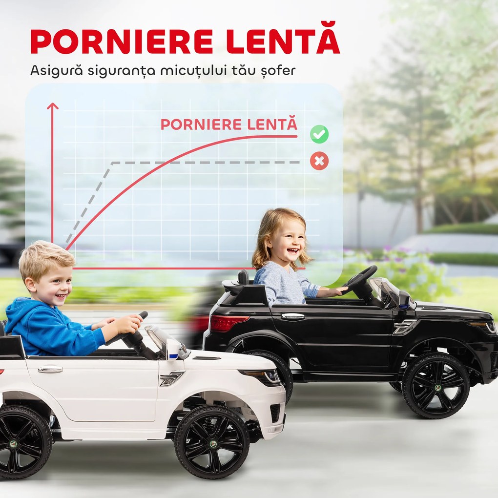 HOMCOM Mașină Electrică pentru Copii cu Motor Dublu, Suspensie și Telecomandă, 110x68x52 cm, Negru | Aosom Romania