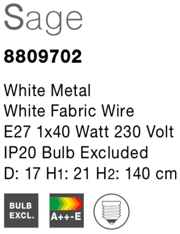 Lustra / Pendul design modern Sage alb NVL-8809702