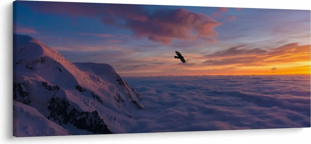 Tablou în apus de soare, Mont Blanc (120x50 cm)
